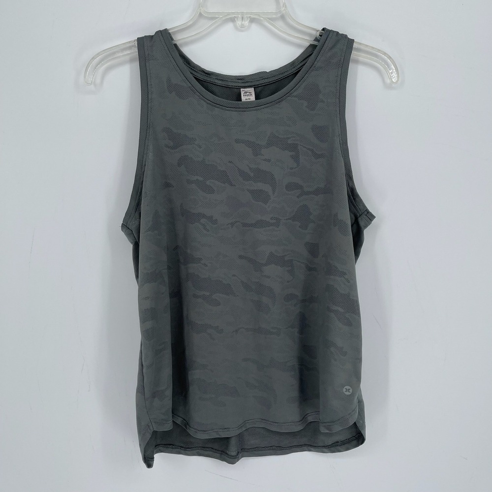 RBX Women's Gray Camo Knit Stretch Scoop Neck Activewear Gym Tank Top Size M
